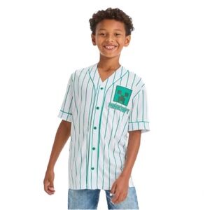 Kids Minecraft Creeper Baseball Jersey Size 7
